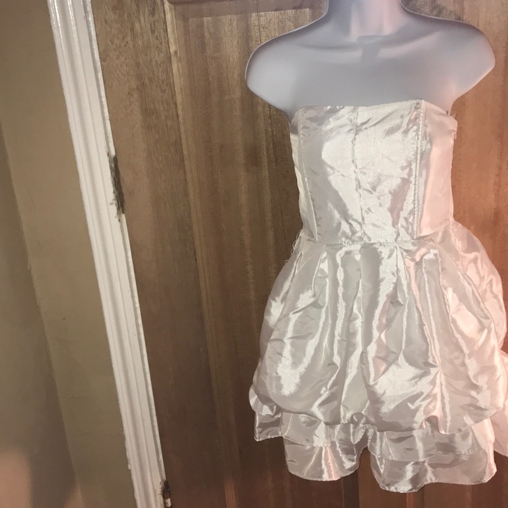 White strapless mini dress